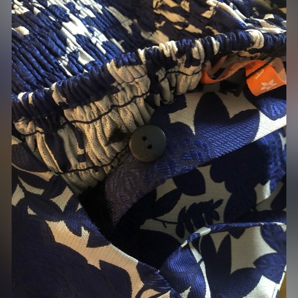 NEW STELLA M’LIA Jacquard Hi Low Fit Flare Navy Floral Dress Size L - Picture 6 of 12